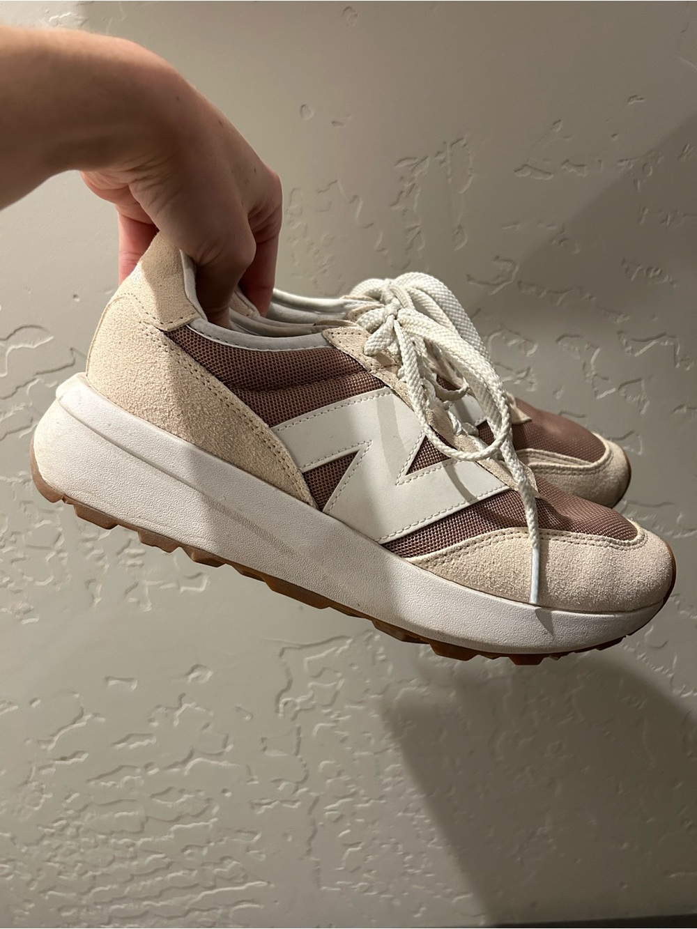 New Balance Neutral Beige & White Platform Sneakers